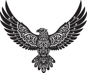 eagle icon illustration black silhouttee tatto art mighty wings 