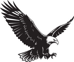 Obraz premium eagle icon illustration black silhouttee tatto art mighty wings 