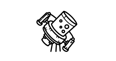 Fototapeta premium Outline drawing of a laboratory vessel with internal bubbles, symbolizing scientific experiment, isolated on