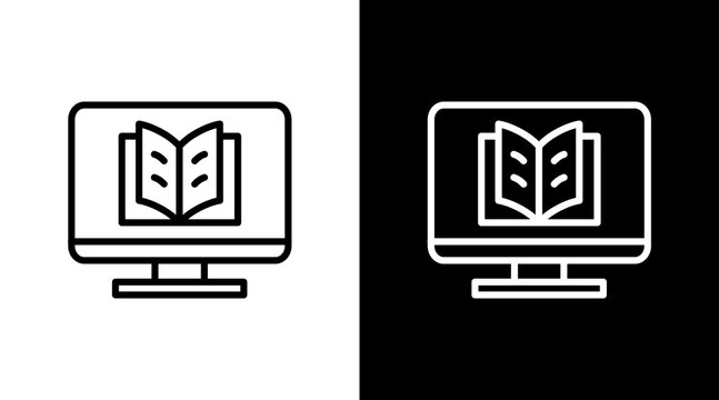 Online Learning  White Icon Set Design