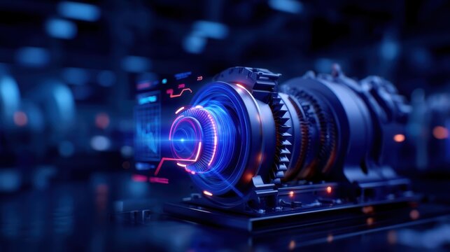 Futuristic Industrial Technology with Digital Data Analysis - Powered by Adobe