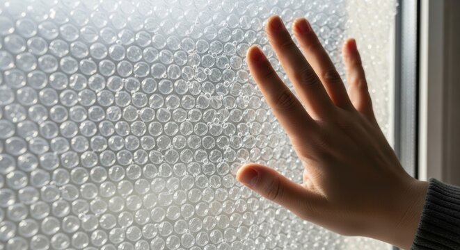 Attaching bubble wrap to a window for insulation