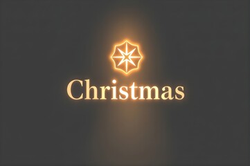 Elegant glowing Christmas title with star emblem on dark background, minimalist festive typography suitable for greeting card or branding.
