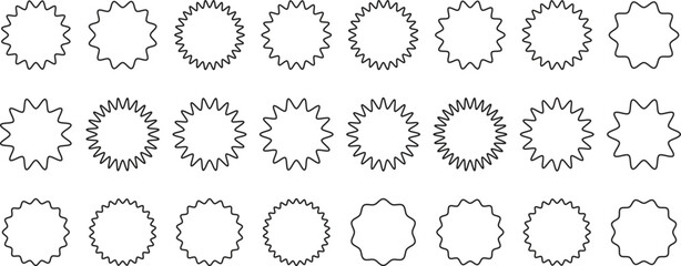 Set of zigzag edge frames rectangle shape frame. Postage stamps set. Post stamp frames and borders. Scalloped scallop edge shape. Zigzag edge sticker set for discount labels, badges, and sale tags. 