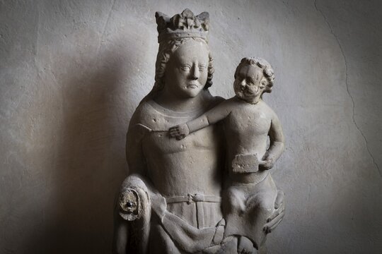 Madonna and Child, Romanesque chancel of St Michael's Church, Michaelsberg, Cleebronn, Baden-W&uuml;rttemberg, Germany