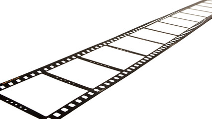 Obraz premium Long 35mm filmstrip or border with empty frames cut out on PNG close-up. AI GENERATED.