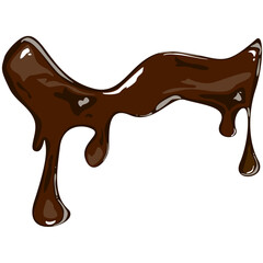 Realistic flowing chocolate splash wave. Cocoa swirl motion. Sweet dessert liquid. Vector illustration