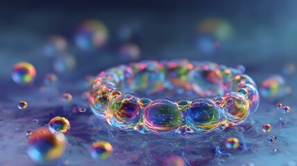 Naklejka premium A holographic lipid membrane model floating with soft neon edges