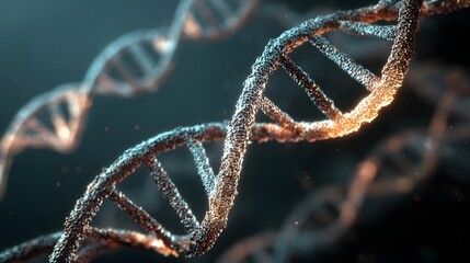 A stylized DNA repair animation displayed with soft radiating rings