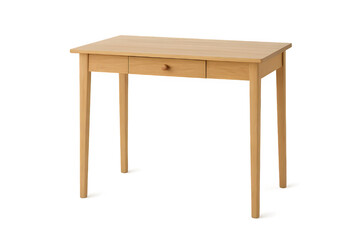 Fototapeta premium A minimalist wooden study desk with a simple structure and smooth surface, realistically isolated on a clean background.