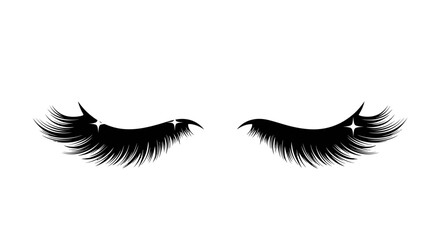 Elegant eyelash extensions illustration for beauty design and glamorous makeup concepts