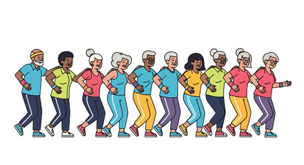 Fototapeta premium Group of diverse elderly people exercising together promoting health and wellbeing through
