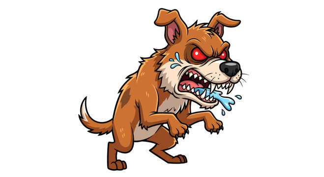 Fierce cartoon dog illustration showcasing anger and aggression with exaggerated features,