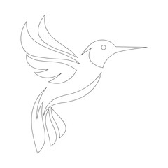 Minimalist hummingbird outline vector design. Elegant line art bird illustration for logo, tattoo, decoration, branding, and nature-themed graphic projects. Isolated on white background