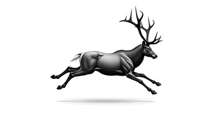 Fototapeta premium Monochromatic Deer Mid-Air Leap