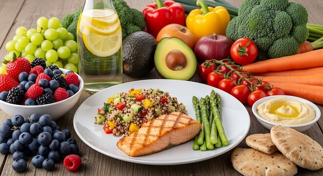 Healthy and Delicious Meal with Fresh Fruits and Vegetables. - Powered by Adobe