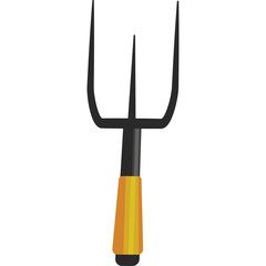 Pitchfork Tool With Wooden Handle Isolated on White Background
