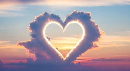 Cloud heart against sunset sky evokes feelings of love hope and dreams in nature