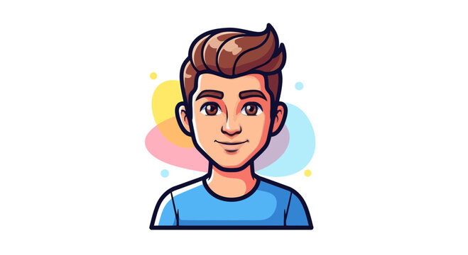 Stylized character portrait featuring a young man with a modern haircut and a vibrant color palette