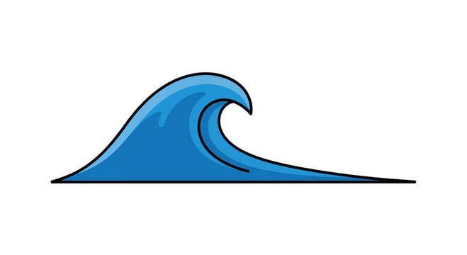 Stylized oceanic swell design, illustrating aquatic motion and a fluid dynamic form with deep blue