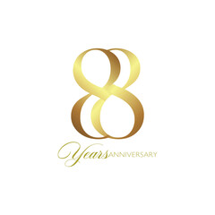 88th Anniversary Logo, Golden Color, Vector Template Design element for birthday