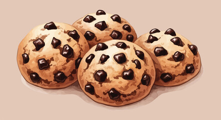 Delicious chocolate chip cookies arranged in a tempting and appetizing display.