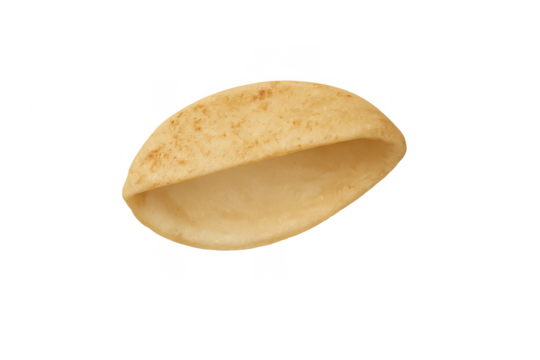 Fresh pita bread pocket cut out on transparent background