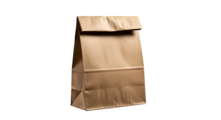 Brown paper bag standing upright folded top