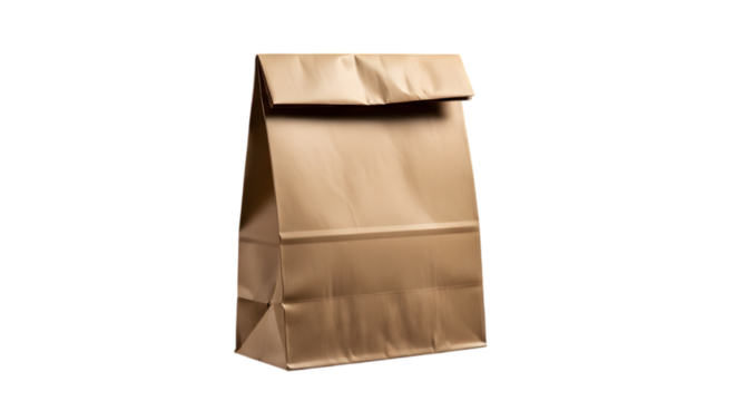 Brown paper bag standing upright folded top