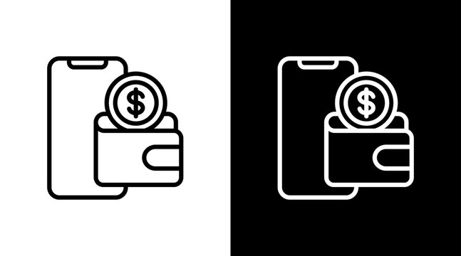 Digital Wallet  White Icon Set Design