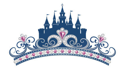 Enchanting castle tiara with sparkling gems, a dreamy design for fairytale celebrations and princess themed events, bringing magic and elegance to any occasion