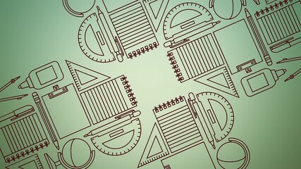 pattern featuring classic school tools in rotating mandala for branding and education - Powered by Adobe