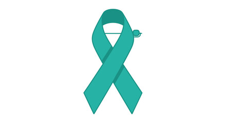 Teal awareness ribbon pin isolated on