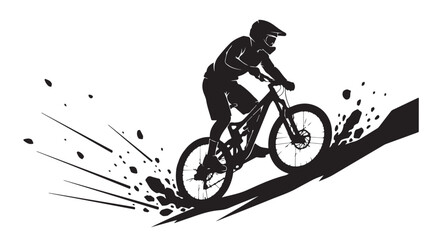 Experience the thrill of downhill biking with this dynamic silhouette, perfect for adventure enthusiasts seeking adrenaline pumping action and extreme sports inspiration