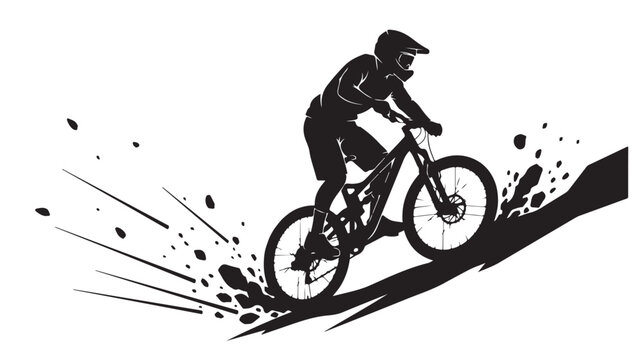 Experience the thrill of downhill biking with this dynamic silhouette, perfect for adventure enthusiasts seeking adrenaline pumping action and extreme sports inspiration