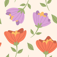 Colorful wild flower seamless pattern