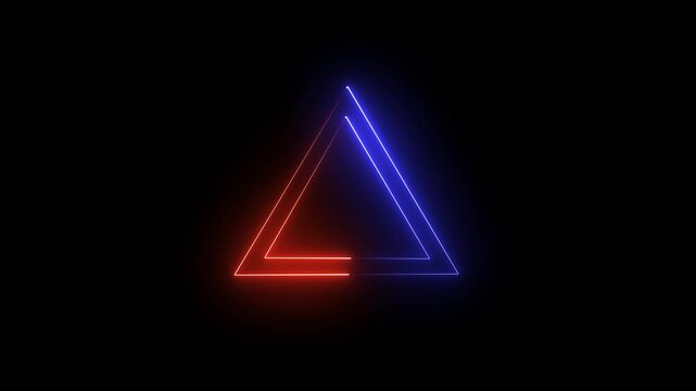Glowing neon triangle frame animation creating a futuristic loading effect, featuring bright geometric motion and a clean luminous outline on a black background.