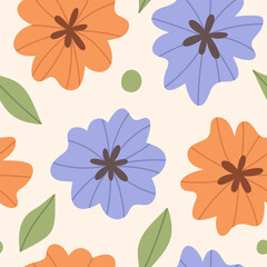 Colorful flower blooms and leaf