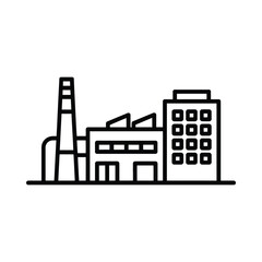 Obraz premium Simple line art icon of an industrial factory building