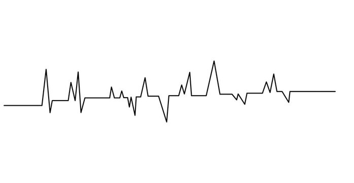 Self drawing line animation Heartbeat cardiogram, continuous one line drawing concept, Heart pulse and rate symbol animated video, Animation of a single line drawing of a cardiogram.