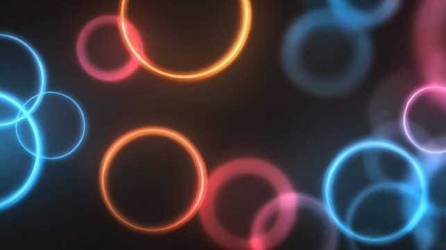 Neon rings over transparent background