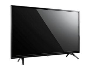 Ultra-Slim Black TV Front View with Soft Floor Shadow, Isolated PNG 