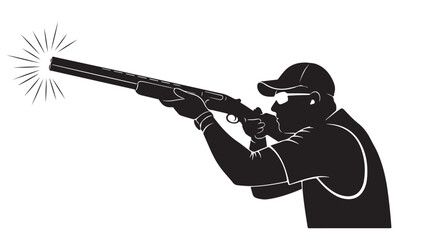 Dynamic silhouette of a marksman firing a shotgun during a sporting event, perfect for illustrating precision, skill, and competitive spirit in hunting or shooting sports designs