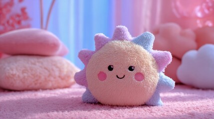 Kawaii sun plushie with a sweet smiling face