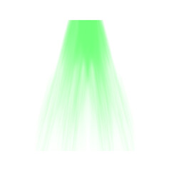 Bright green light beam shining downwards, isolated on transparent background