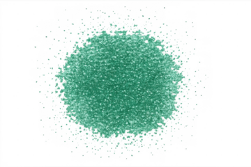 Teal green glitter dust spread on transparent background