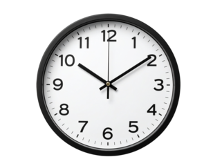Minimalist Round Wall Clock Front View with Clean Shadow, Isolated PNG (2)
