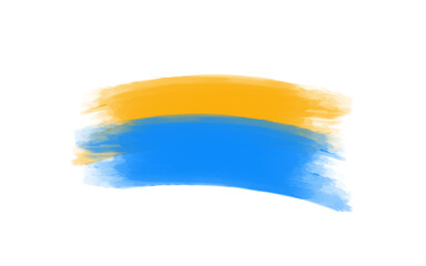 Abstract brush stroke in ukrainian flag colors isolated on transparent background