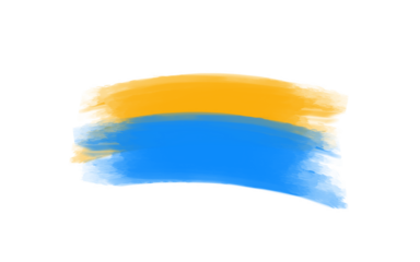 Abstract brush stroke in ukrainian flag colors isolated on transparent background