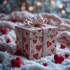 Gift boxes and hearts on pink background. 
